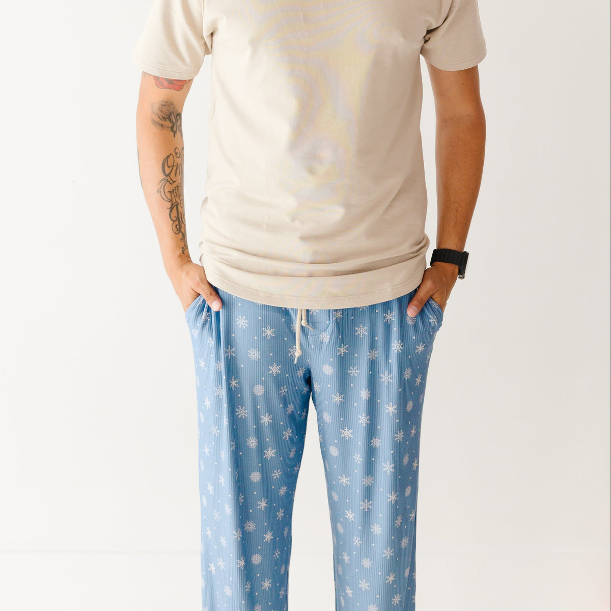 Snowflakes Small Ribbed Men's Pants