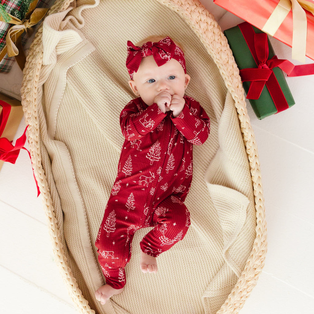 Reindeer & Santa Sleigh Small Ribbed Zip Romper