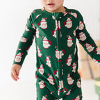 Santa Mug Small Ribbed Zip Romper