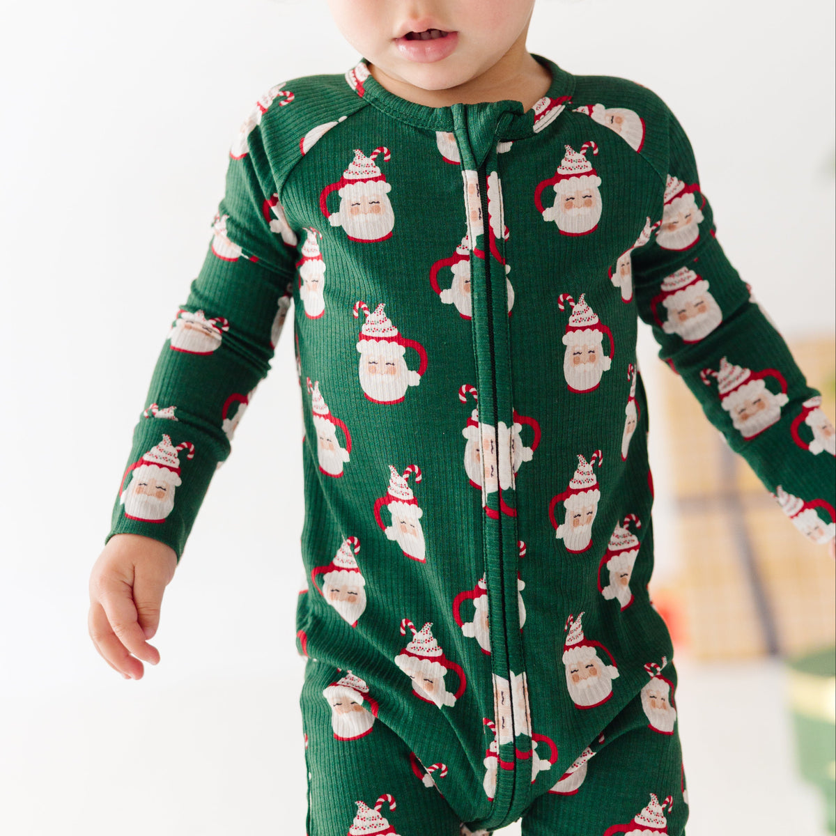 Santa Mug Small Ribbed Zip Romper