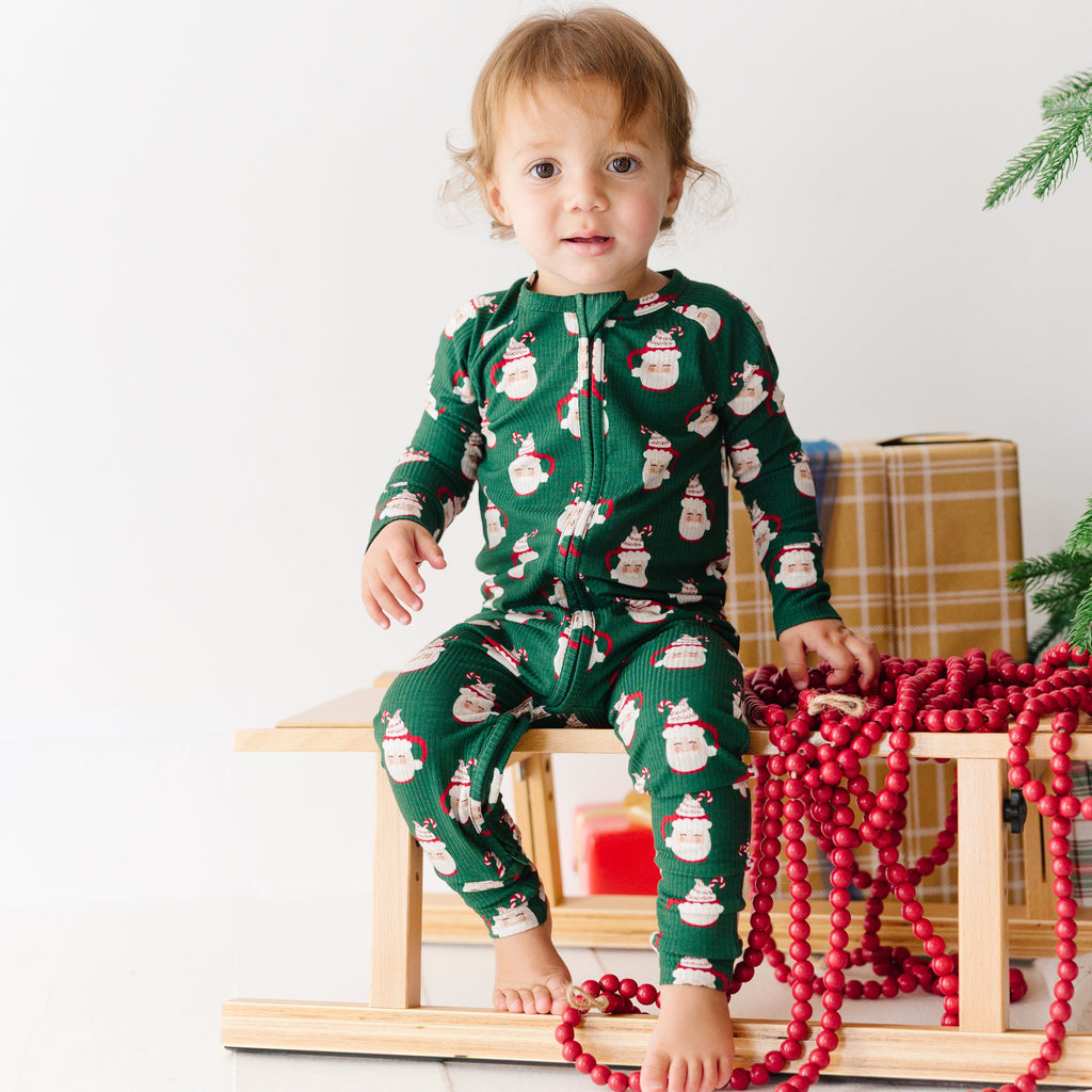 Santa Mug Small Ribbed Zip Romper