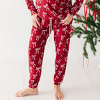 Coquette Bows Red Small Ribbed Women's Pants