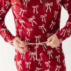 Coquette Bows Red Small Ribbed Women's Long Sleeve Top