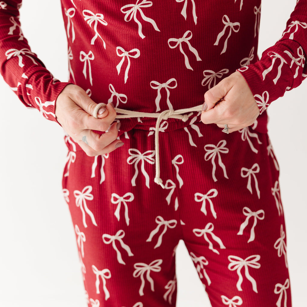 Coquette Bows Red Small Ribbed Women's Matching Set