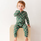 Checkered Christmas Trees Small Ribbed Zip Romper