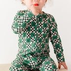 Checkered Christmas Trees Small Ribbed Zip Romper