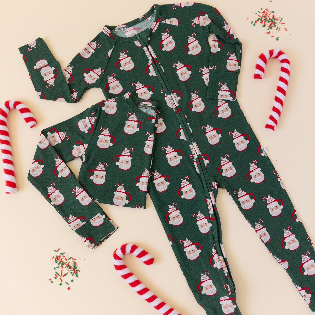 Santa Mug Small Ribbed Zip Romper