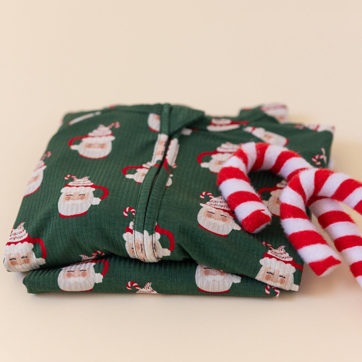 Santa Mug Small Ribbed Zip Romper