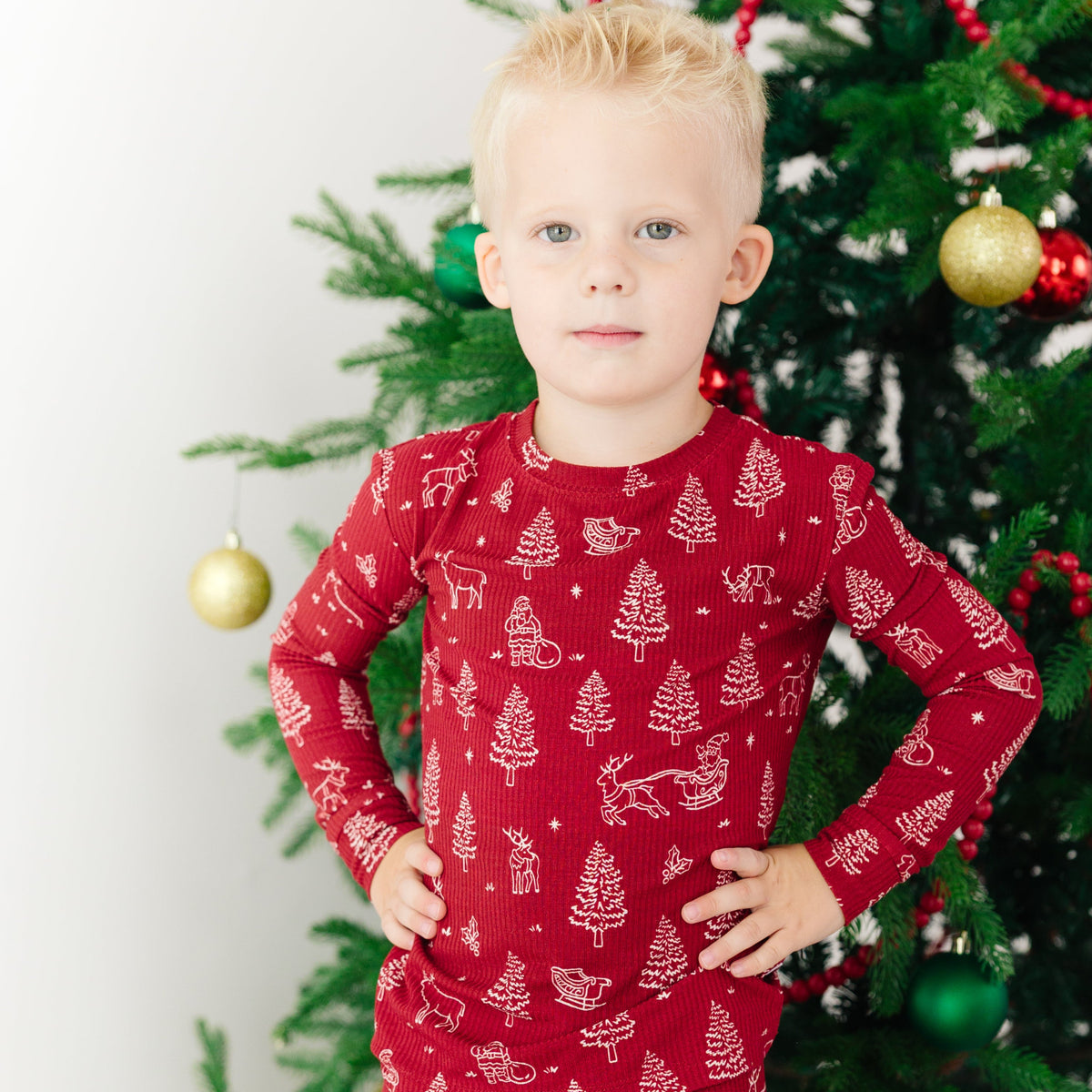 Reindeer & Santa Sleigh Small Ribbed Two-Piece Set