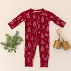 Reindeer & Santa Sleigh Small Ribbed Zip Romper