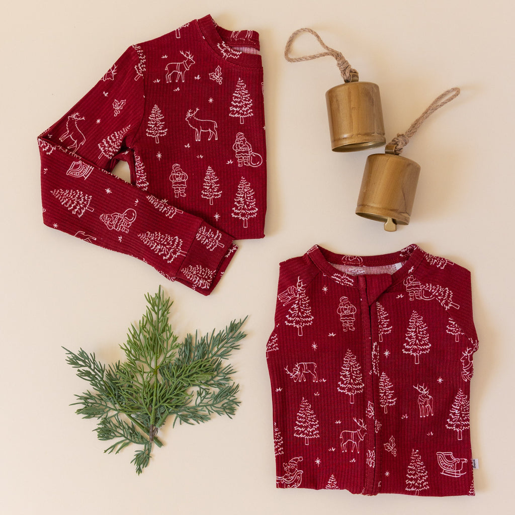 Reindeer & Santa Sleigh Small Ribbed Zip Romper