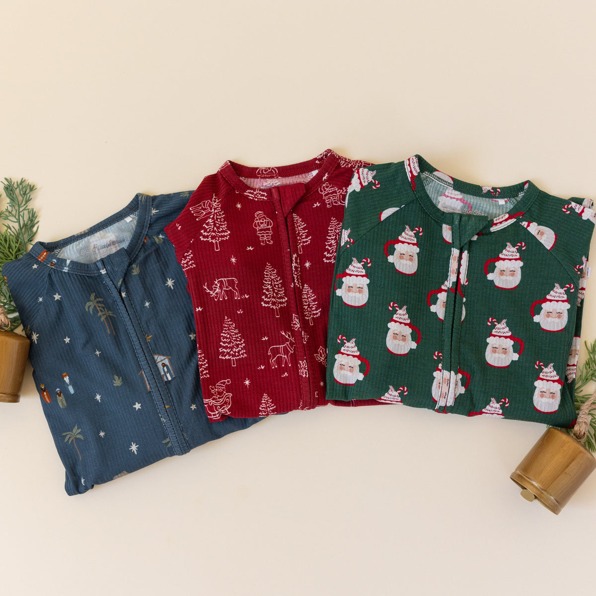 Reindeer & Santa Sleigh Small Ribbed Zip Romper