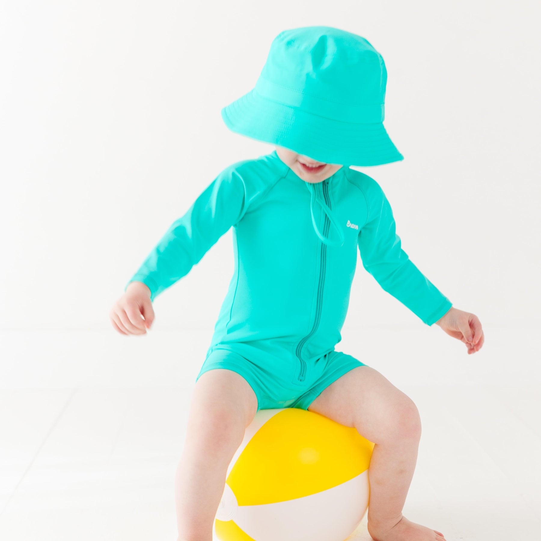Neon Turquoise Long Sleeve Rash Guard Boy Shortie