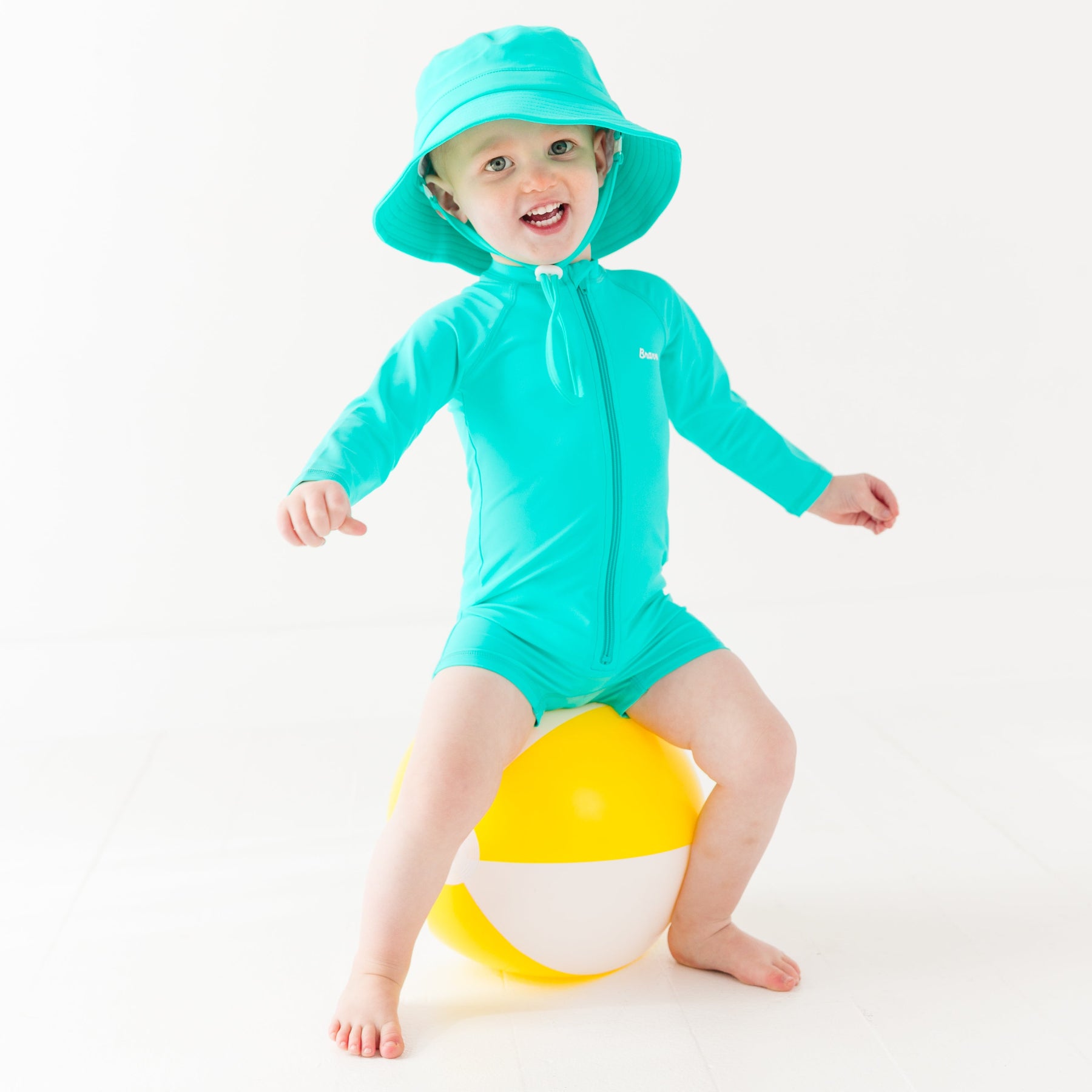 Neon Turquoise Long Sleeve Rash Guard Boy Shortie