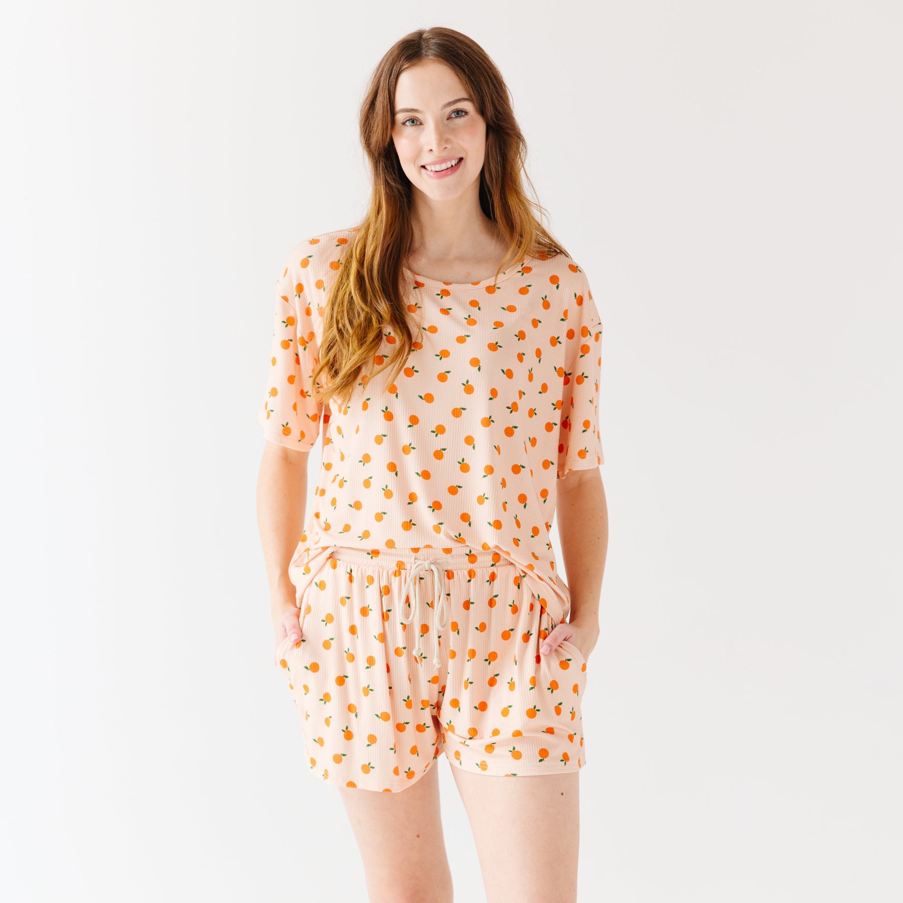 Oranges Small Ribbed Women's Short Sleeve Top