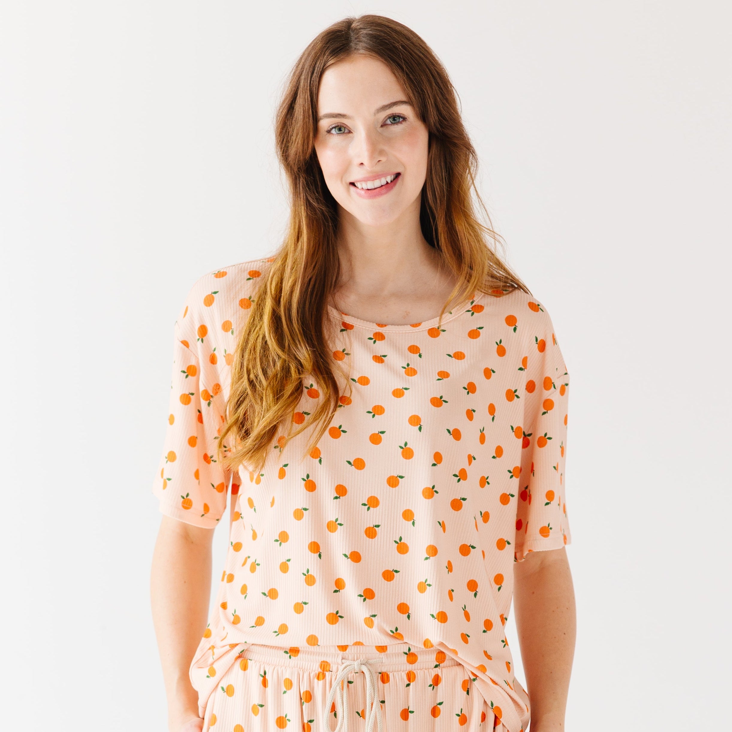 Oranges Small Ribbed Women's Short Sleeve Top