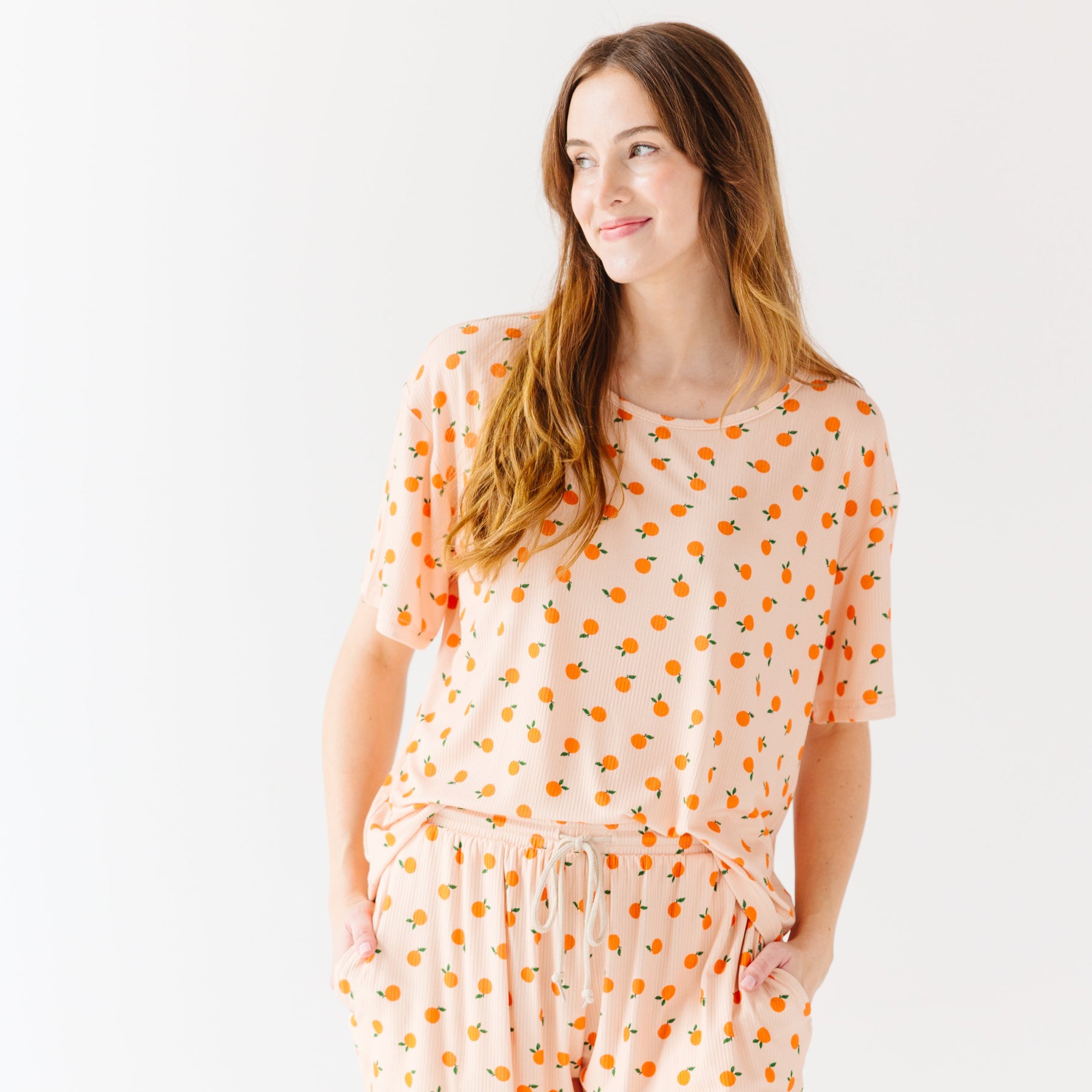 Oranges Small Ribbed Women's Short Sleeve Top