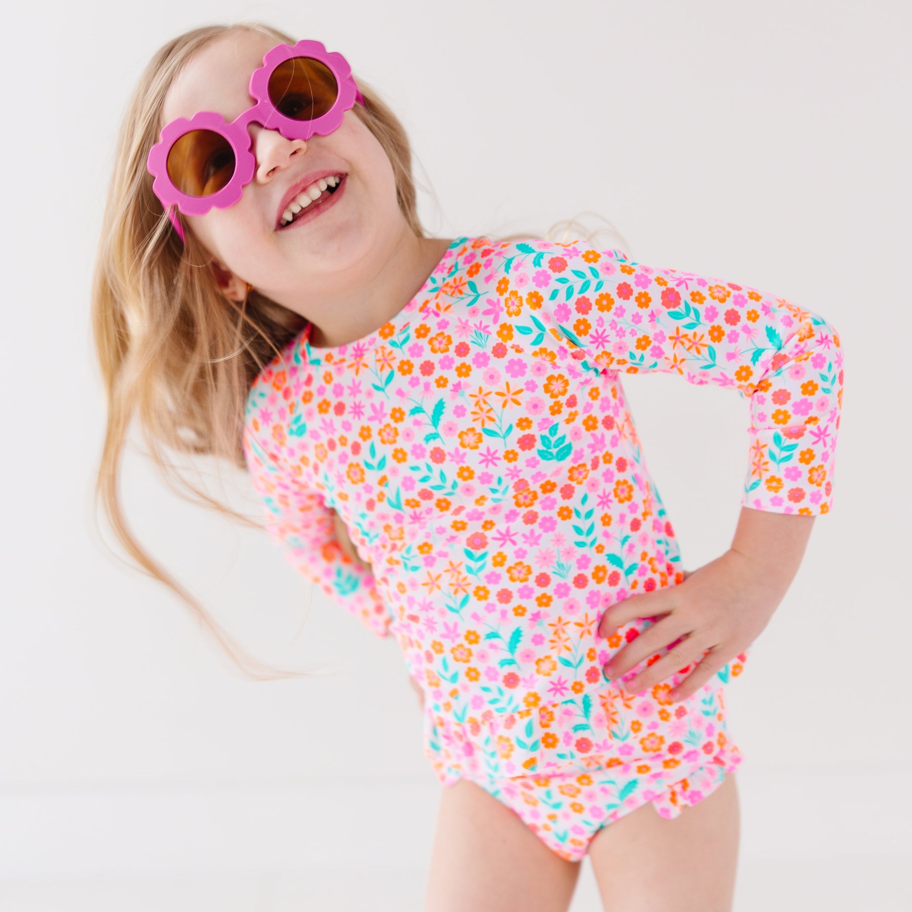 Neon Little Blooms Two-Piece Bathing Suit