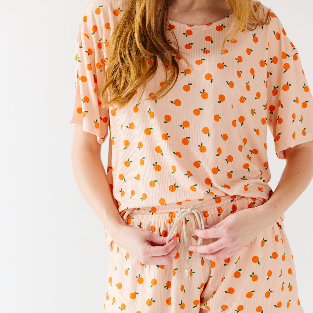 Oranges Small Ribbed Women's Short Sleeve Top