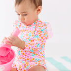 Neon Little Blooms One-Piece Bathing Suit