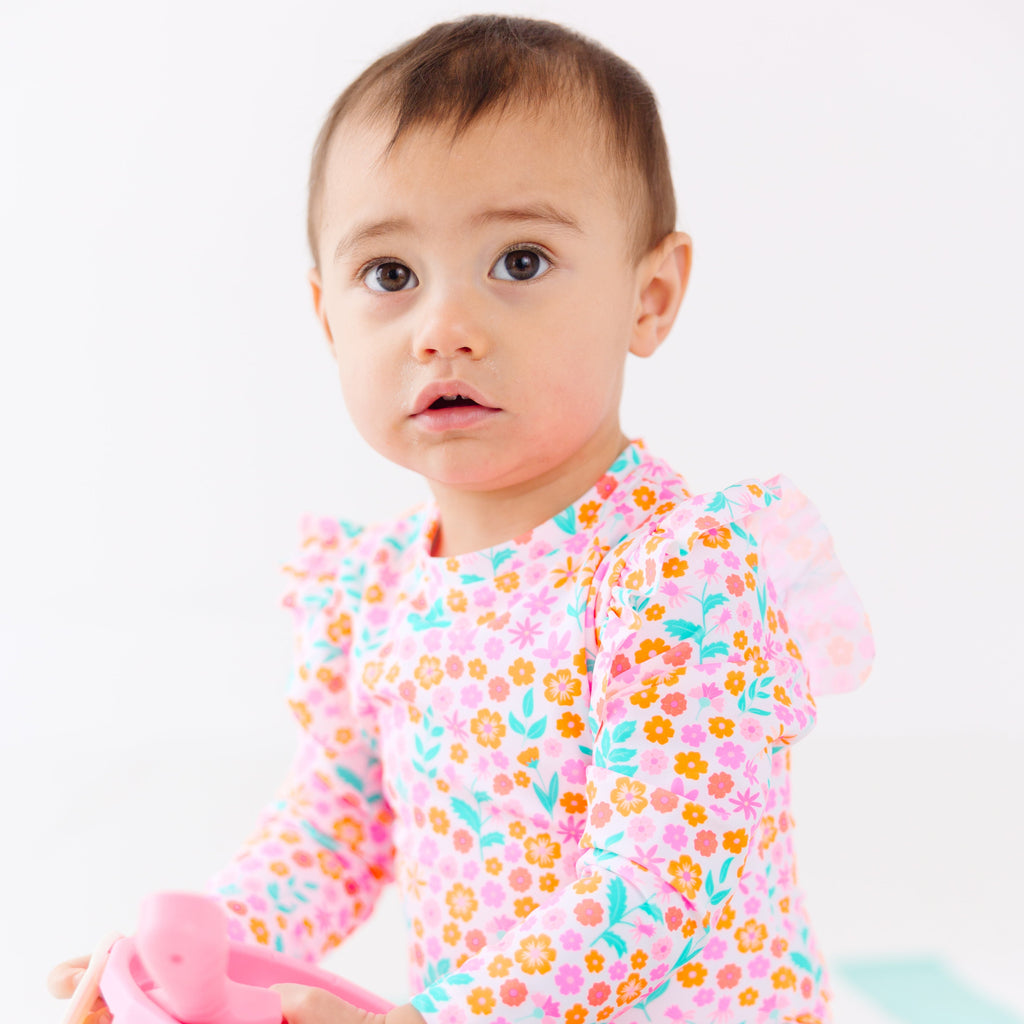 Neon Little Blooms One-Piece Bathing Suit