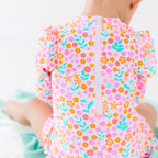 Neon Little Blooms One-Piece Bathing Suit