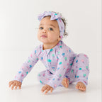 Lilac Daisies Small Ribbed Zip Romper