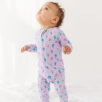 Lilac Daisies Small Ribbed Zip Romper