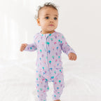 Lilac Daisies Small Ribbed Zip Romper