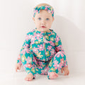 Retro Daisies Small Ribbed Zip Romper