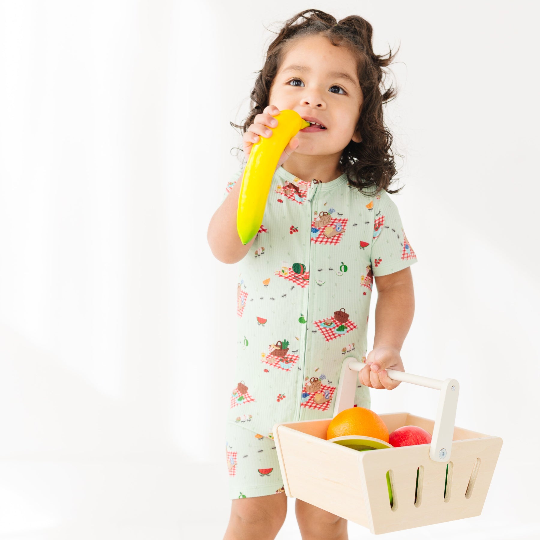 Summer Picnic Small Ribbed Summer Zip Romper