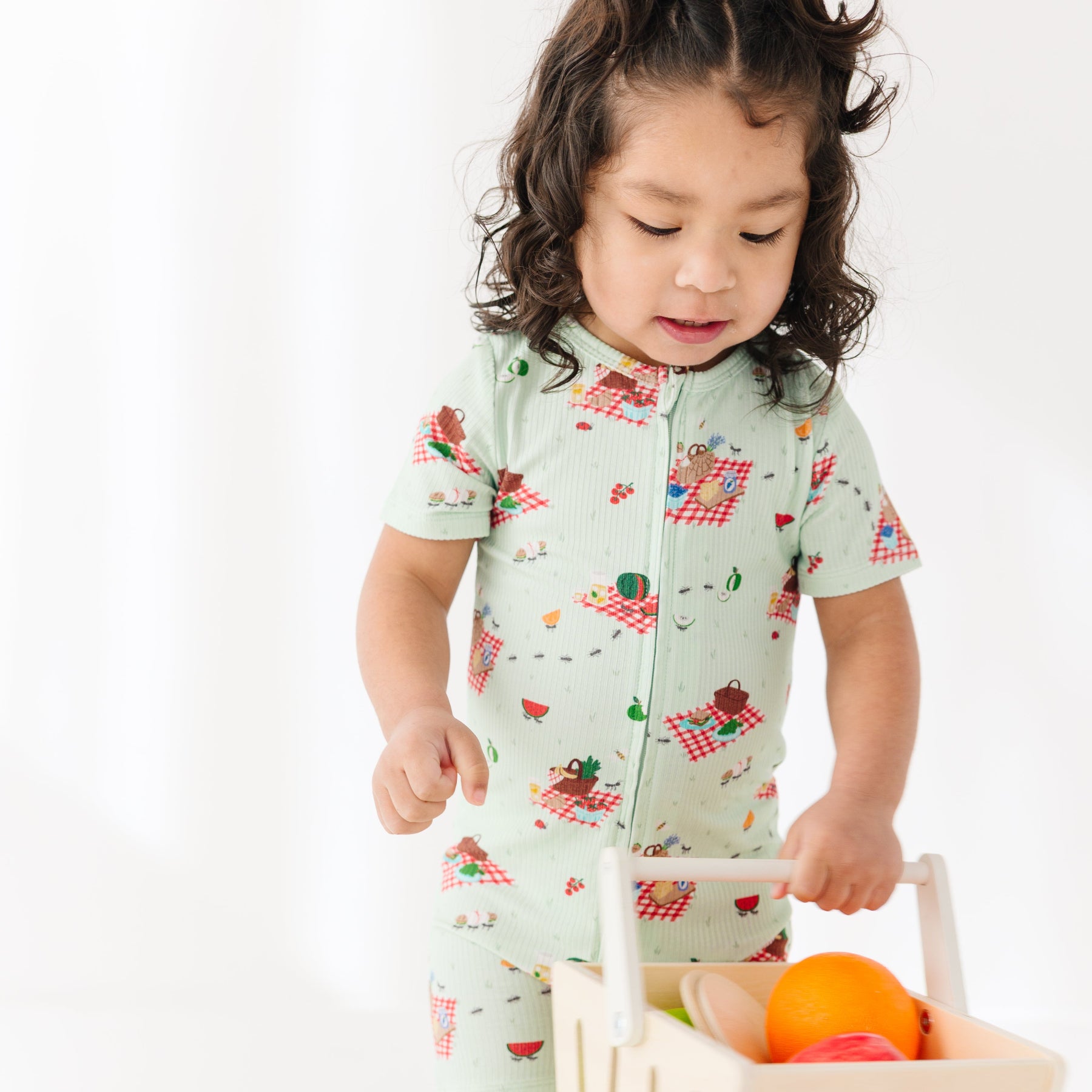 Summer Picnic Small Ribbed Summer Zip Romper