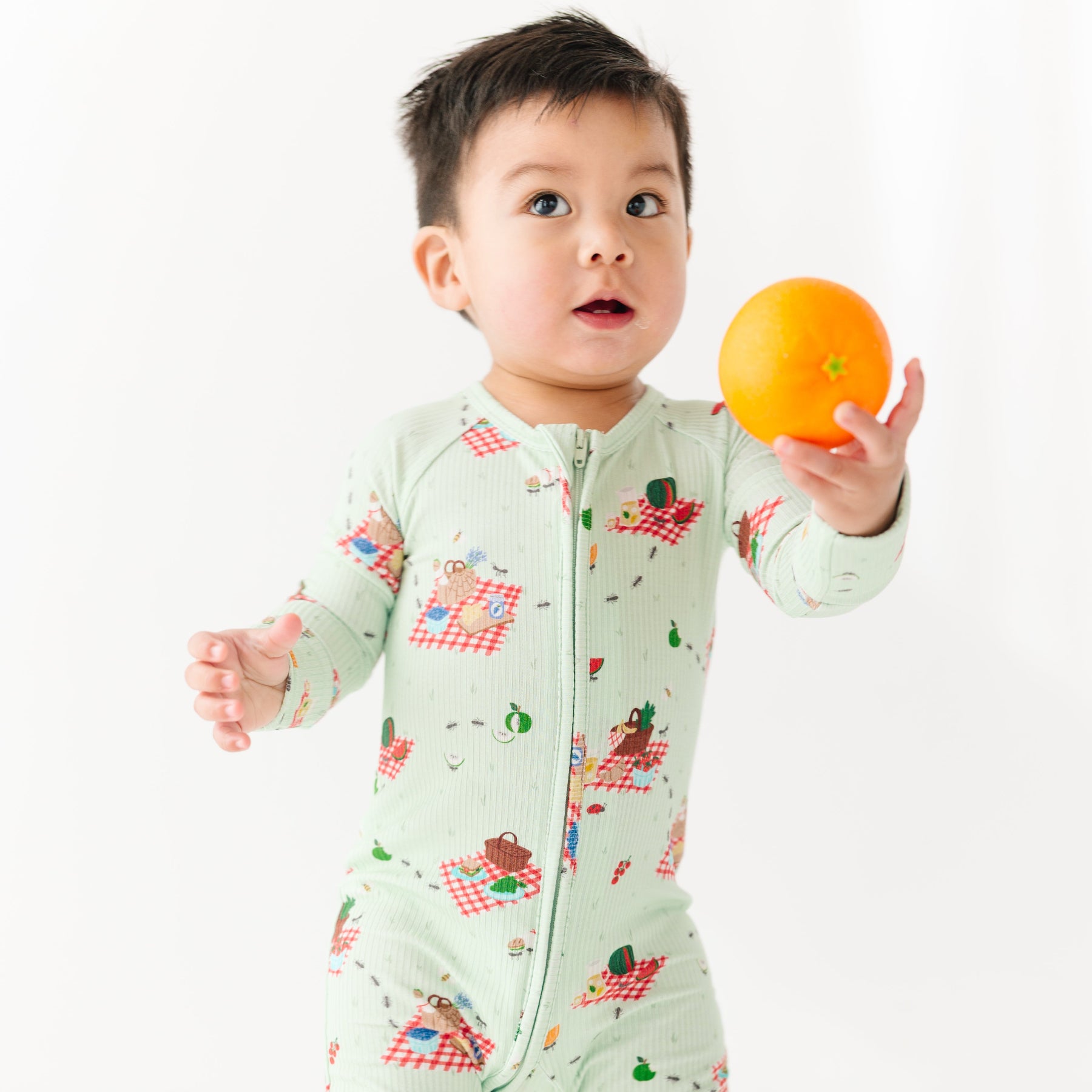 Summer Picnic Small Ribbed Zip Romper