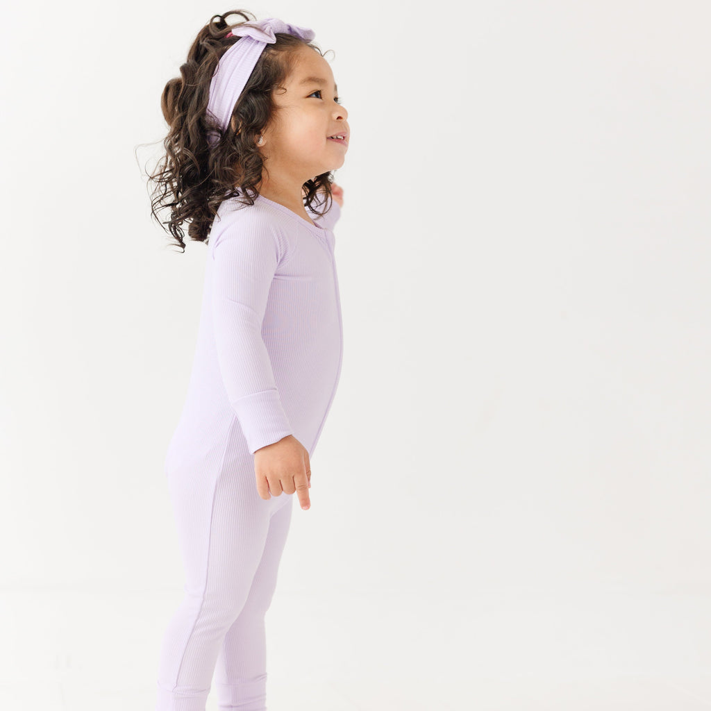 Lavender Small Ribbed Zip Romper