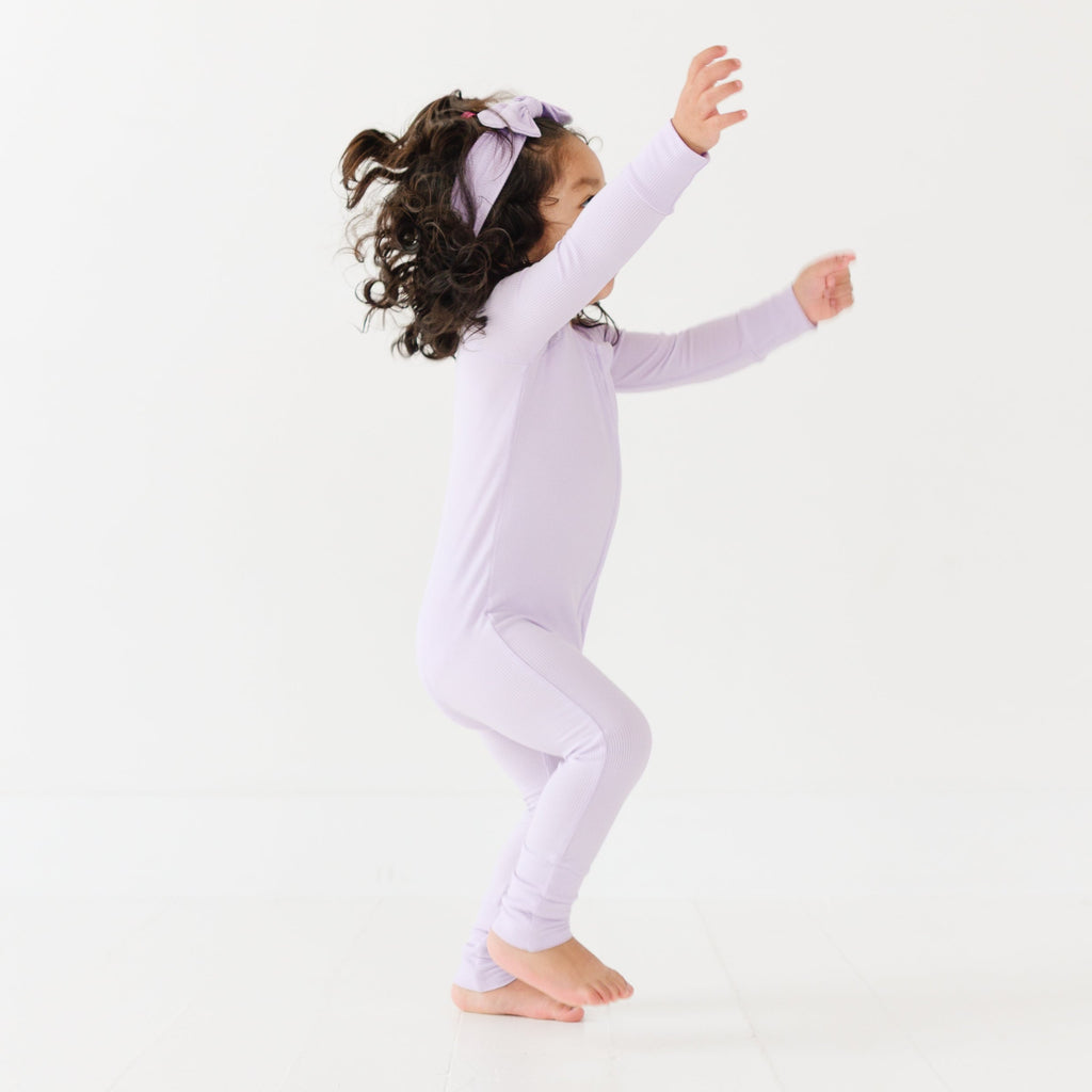 Lavender Small Ribbed Zip Romper