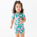 Retro Daisies Small Ribbed Summer Zip Romper