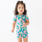 Retro Daisies Small Ribbed Summer Zip Romper