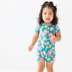 Retro Daisies Small Ribbed Summer Zip Romper