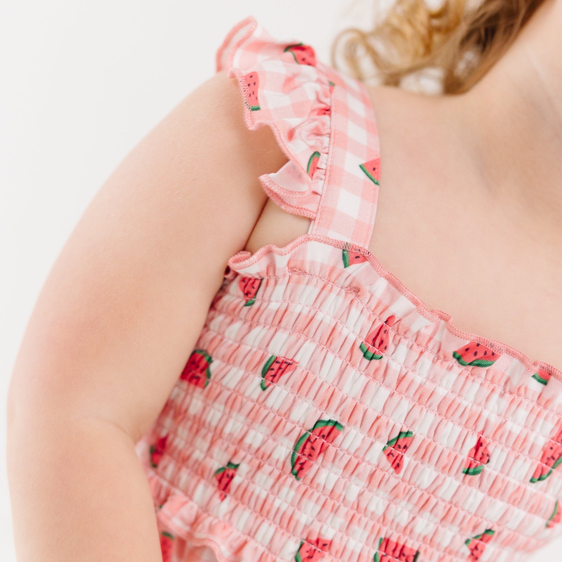 Watermelon Pink Gingham Flutter Sleeve Dress