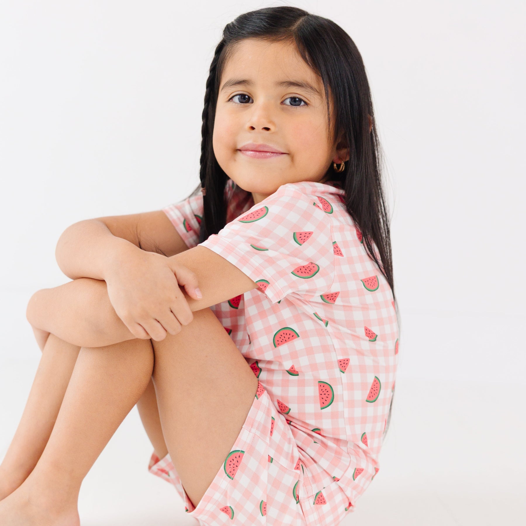 Watermelon Pink Gingham Shorts Two-Piece Set