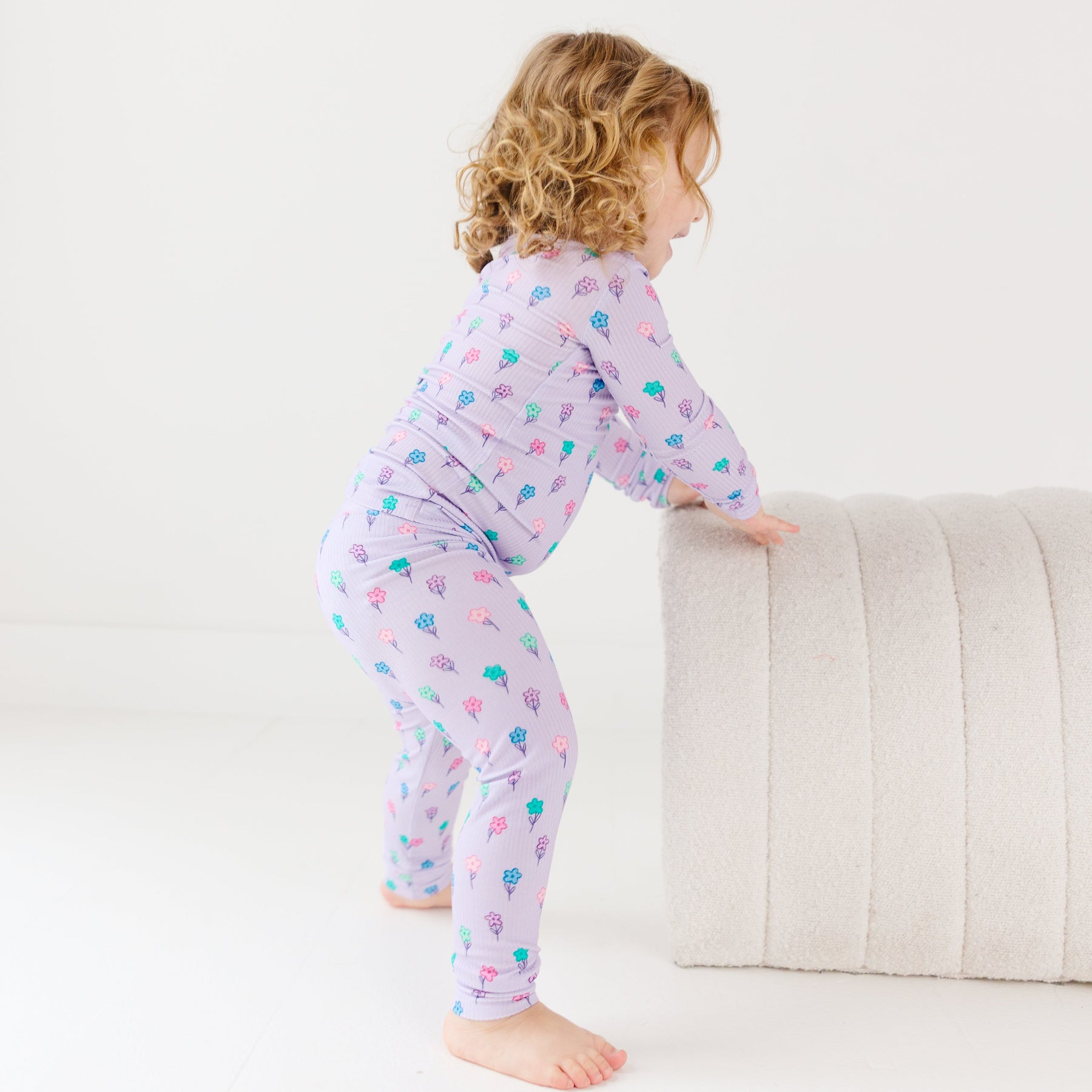 Lilac Daisies Small Ribbed Two-Piece Set