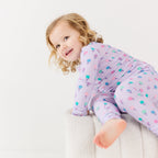 Lilac Daisies Small Ribbed Two-Piece Set