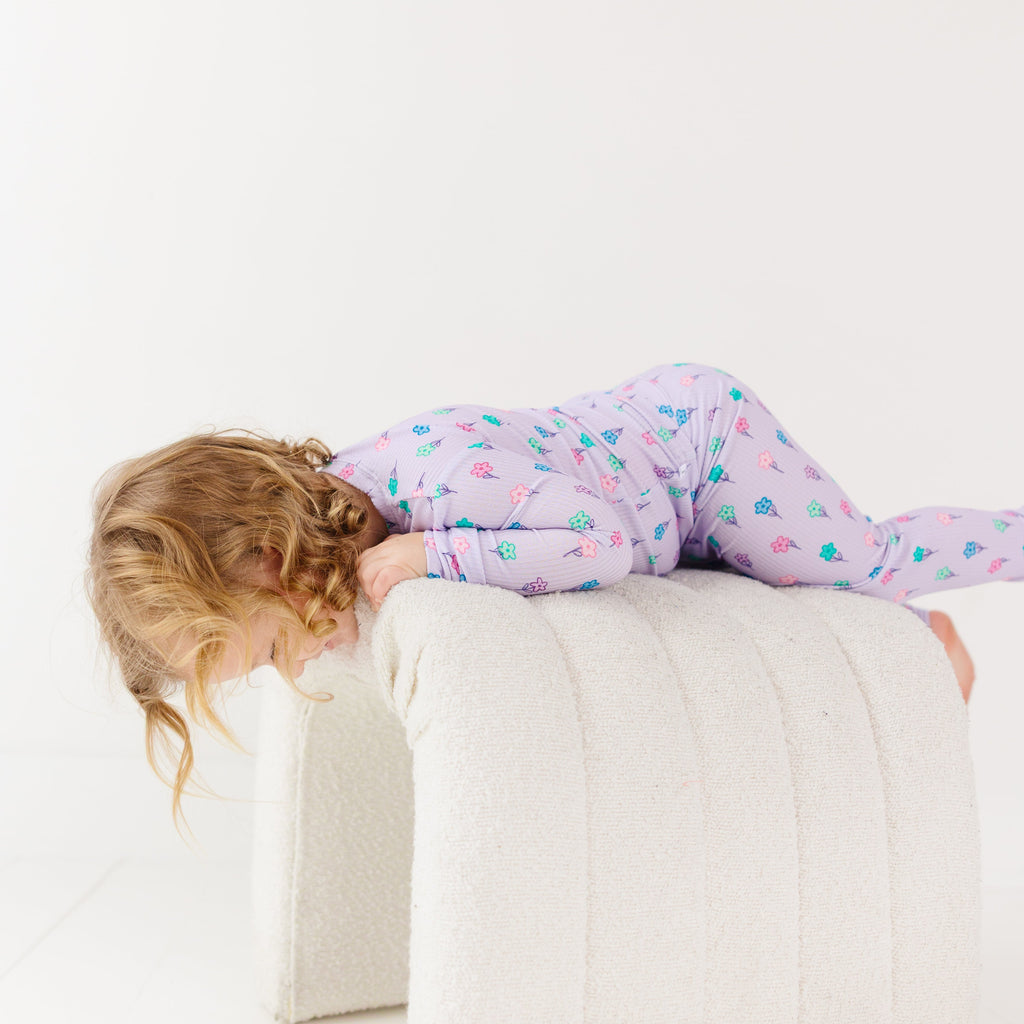 Lilac Daisies Small Ribbed Two-Piece Set