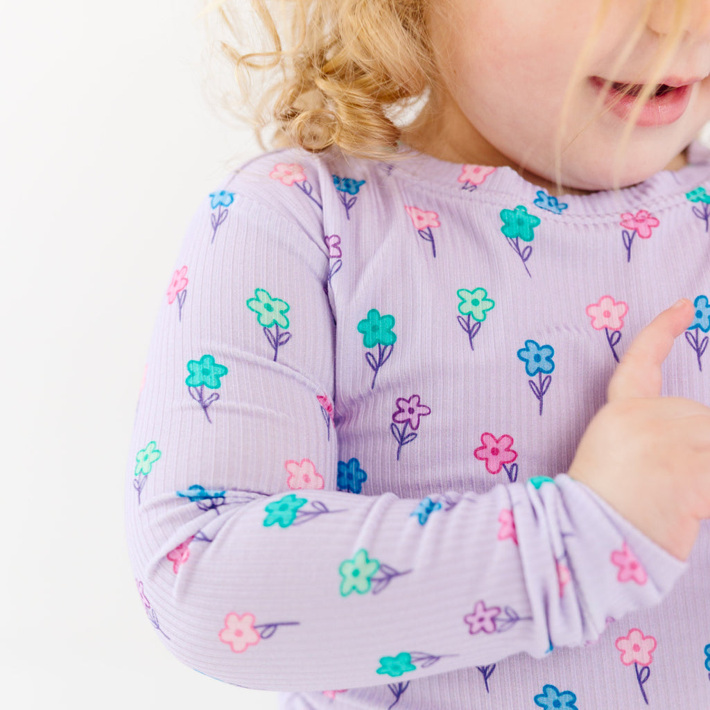 Lilac Daisies Small Ribbed Two-Piece Set