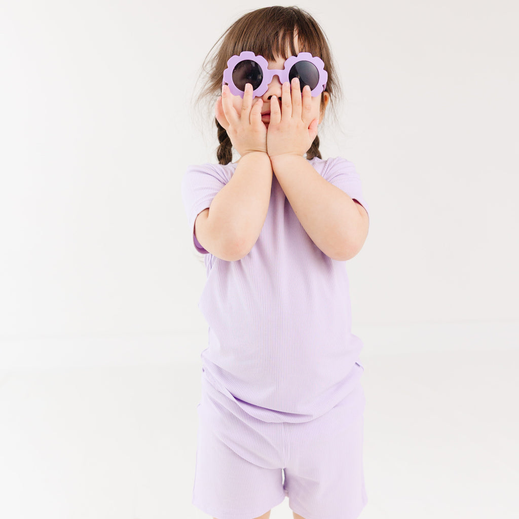 Lavender Small Ribbed Shorts Two-Piece Set