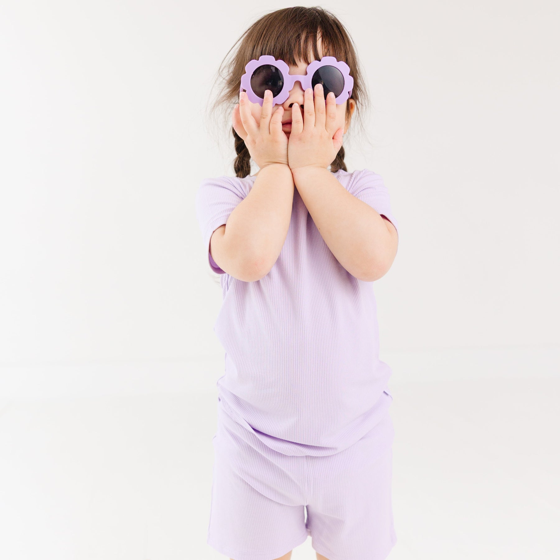 Lavender Small Ribbed Shorts Two-Piece Set