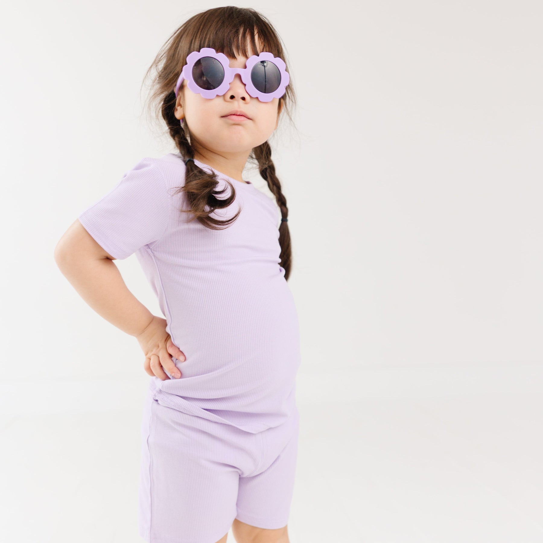 Lavender Small Ribbed Shorts Two-Piece Set