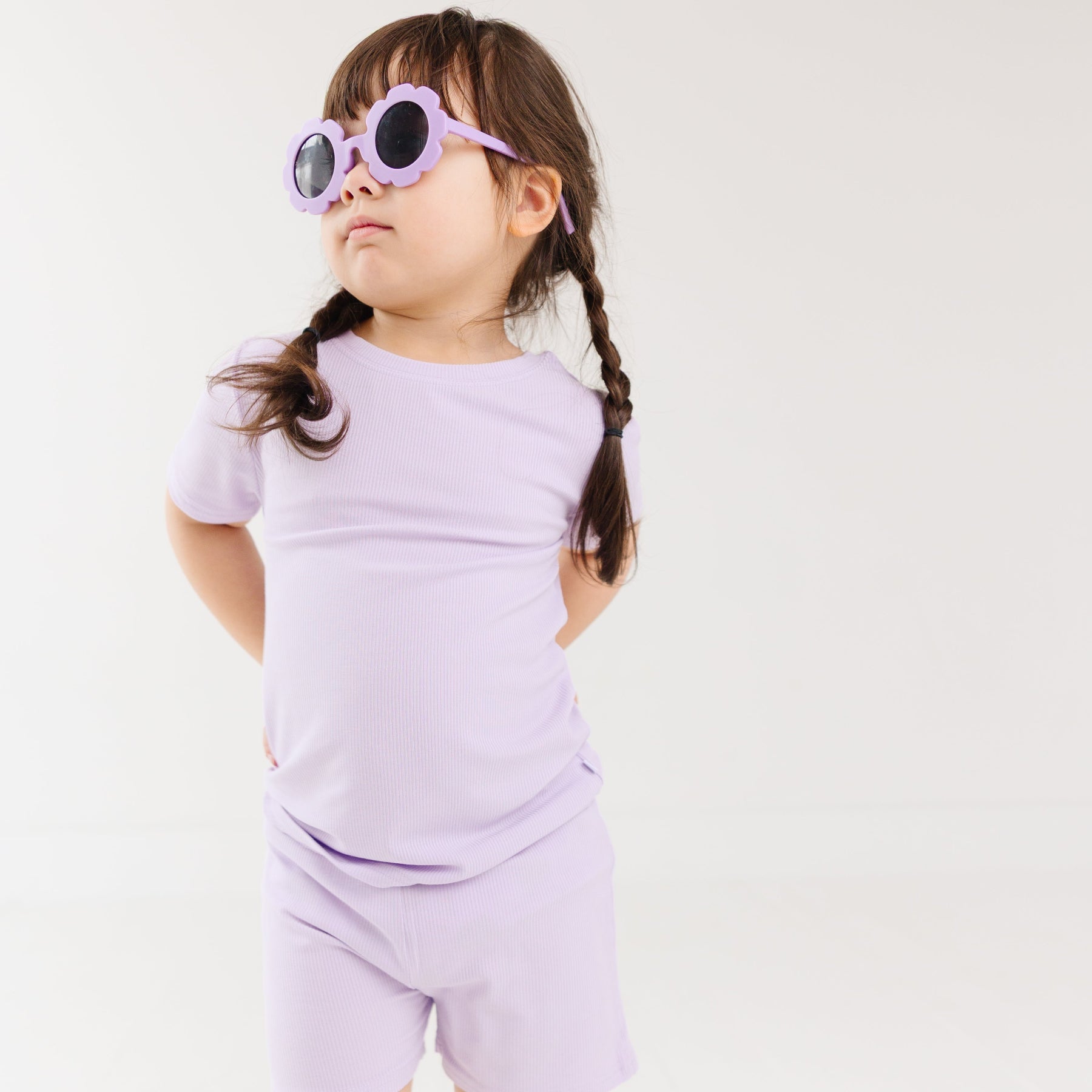 Lavender Small Ribbed Shorts Two-Piece Set
