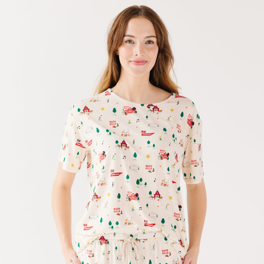 Music City Tennessee Small Ribbed Women's Short Sleeve Top