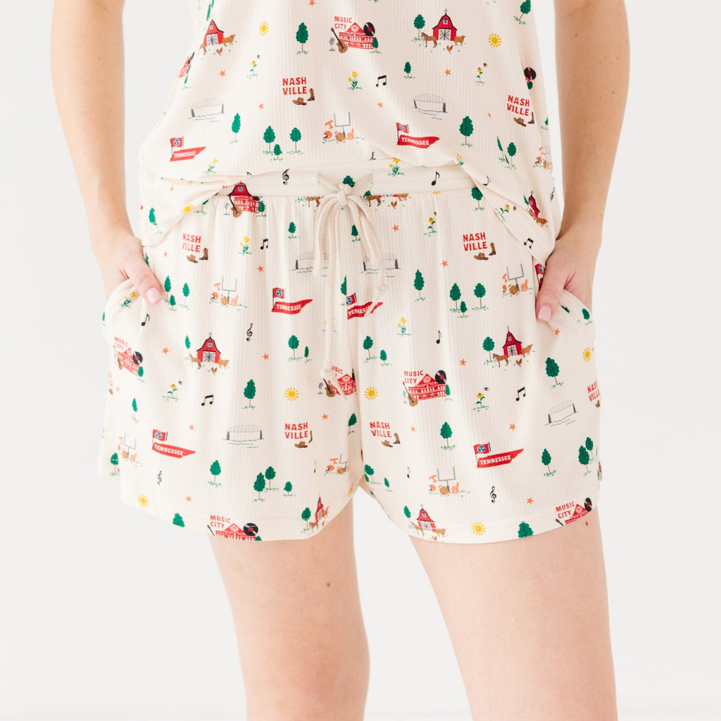Music City Tennessee Small Ribbed Women's Shorts
